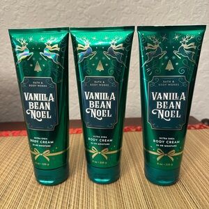 Bath and Body Works Vanilla Bean Noel THREE NWT 8 oz Body Cream Crème Bu…
